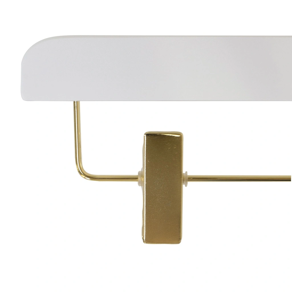 Witte kledinghanger voor rokken met knijpers, 36 cm, blinkend gouden haak - doos van 50 stuks