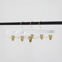 Witte kledinghanger voor rokken met knijpers, 36 cm, blinkend gouden haak - doos van 50 stuks