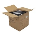 Zwarte soft touch kleerhanger voor kostuum met broeklat, 5 cm schouderbreedte, 44 cm breedte, zwarte haak - doos van 30 stuks