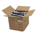 Zwarte soft touch kleerhanger met clips voor broeken/rokken, 34 cm breedte, zwarte haak - doos van 100 stuks.