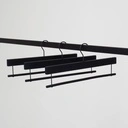 Zwarte soft touch kleerhanger voor broeken / rokken, 36 cm breedte, nikkel haak - doos van 100 stuks.