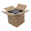 Zwarte soft touch kleerhanger voor kostuum met broeklat, 3 cm schouderbreedte, 44 cm breedte, zwarte haak - doos van 50 stuks