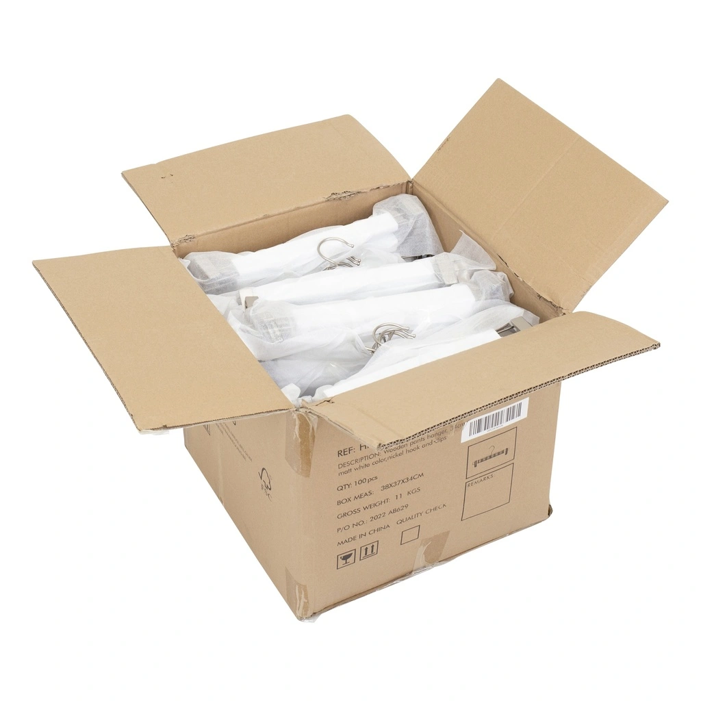 Klhanger, broek/rok, clips, lotushout, wit mat - doos van 100 stuks.