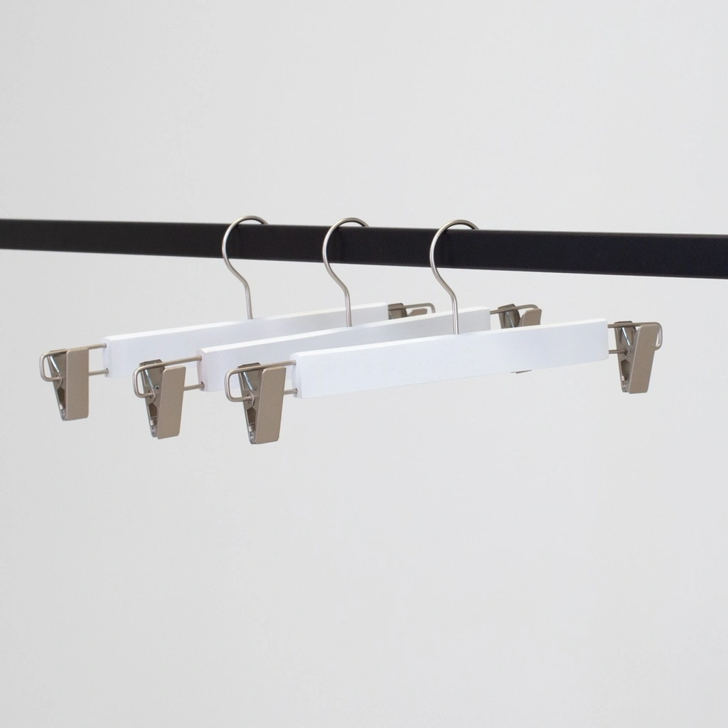 Klhanger, broek/rok, clips, lotushout, wit mat - doos van 100 stuks.