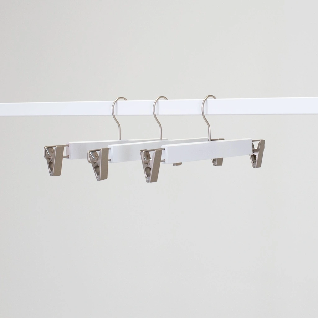 Klhanger, broek/rok, clips, lotushout, wit mat - doos van 100 stuks.