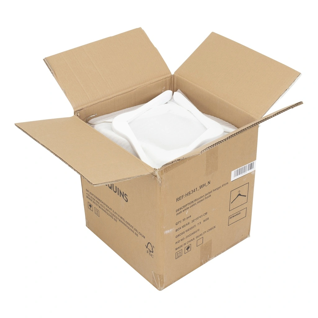 Gvrmd Klhanger, lotushout, haak in nikkel, wit mat - doos van 50 stuks