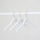 Witte kapstok voor kinderkledij, 35 cm breedte, nikkel haak - doos van 100 stuks.