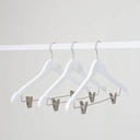 Witte kapstok met clips voor volwassenen, 44 cm breedte, nikkel haak - doos van 100 stuks.