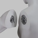 Sport dames mannequin, grijs, abstract hoofd staande pose 01