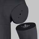 Lopende sport dames mannequin, grafiet grijs, gestilleerd hoofd, staande pose 04