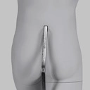 Lopende volslanke sport dames mannequin, grijs, abstract hoofd, staande pose 32