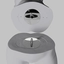 Lopende volslanke sport dames mannequin, grijs, abstract hoofd, staande pose 32