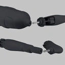 Sport dames mannequin met beenprothese, grafiet grijs, gestilleerd hoofd, staande pose 101