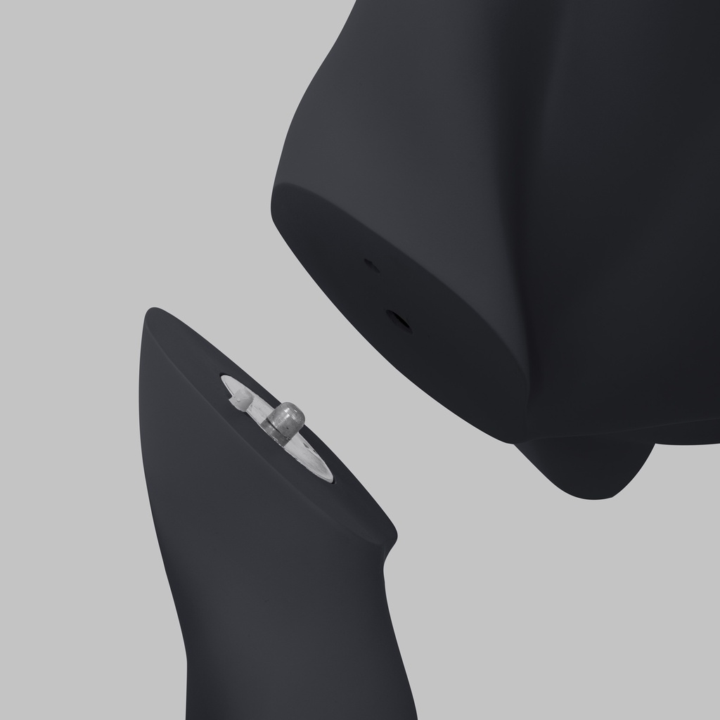 Tennis sport heren mannequin, grafiet grijs, gestilleerd hoofd, staande pose 313 