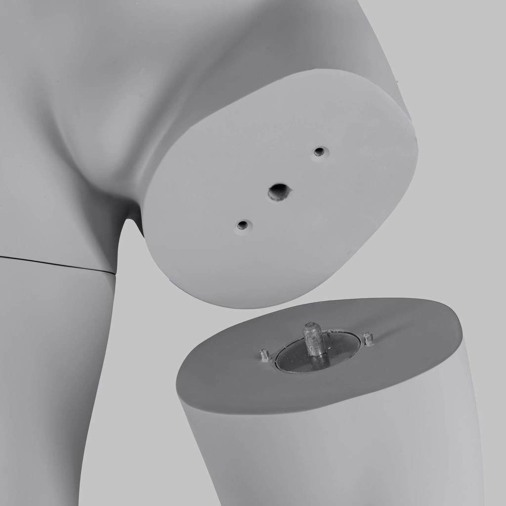 Voetbal sport heren mannequin, grijs, abstract hoofd, staande pose 320