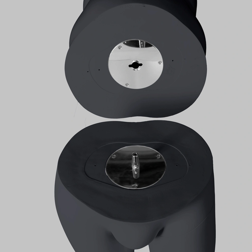 Volslanke sport heren mannequin, grafiet grijs, gestilleerd hoofd, staande pose 351