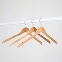 Kledinghanger lotushout naturel gelakt voor grote maten, 47 cm breedte, matte haak - doos van 50 st