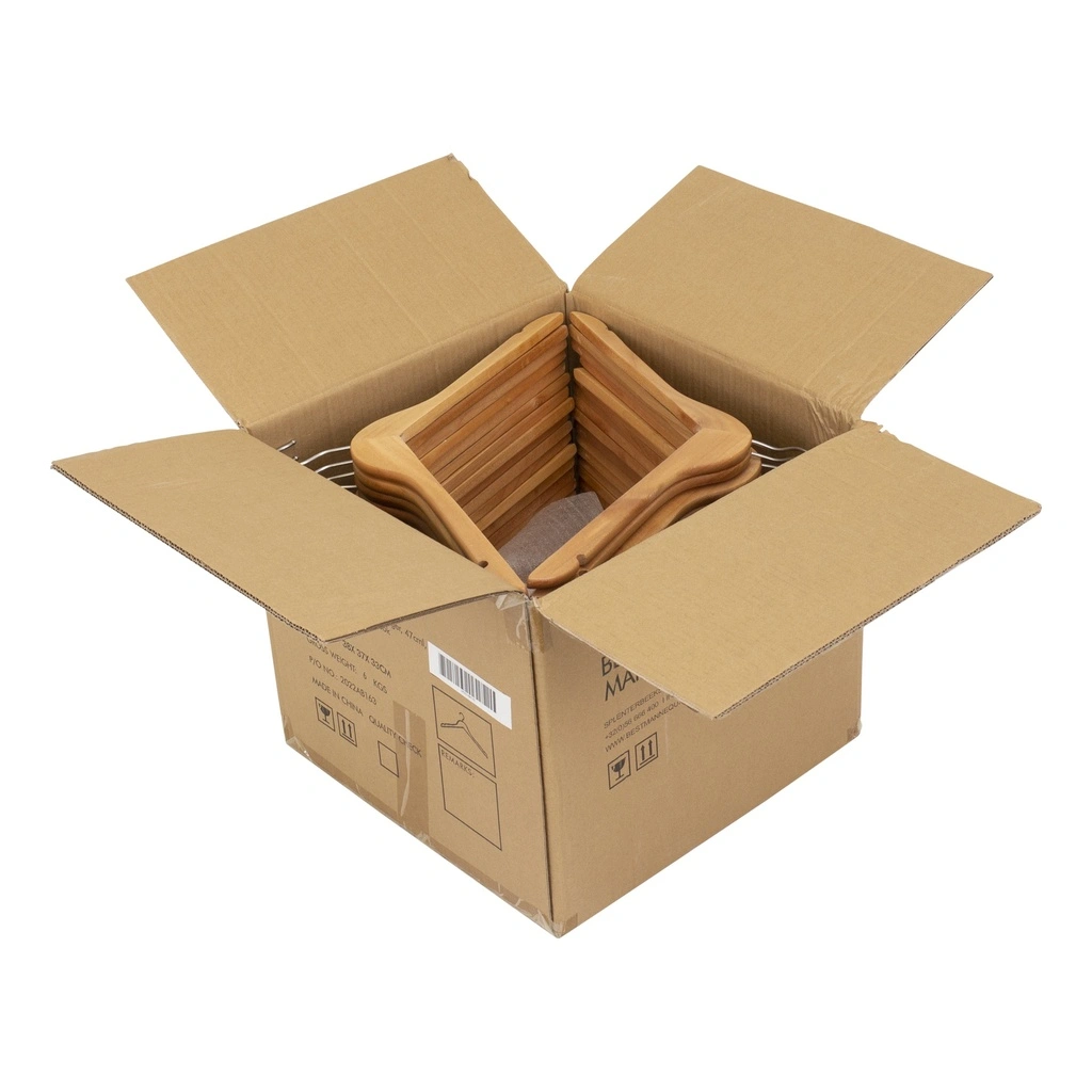 Kledinghanger lotushout naturel gelakt voor grote maten, 47 cm breedte, matte haak - doos van 50 st