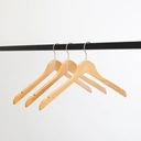 Kledinghanger lotushout naturel gelakt voor dames en heren kledij, met anti slip 44 cm breedte, matte haak - doos van 100 st