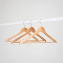 Kledinghanger met anti slip broeklat lotushout naturel gelakt voor dames en heren kledij, 44 cm breedte, matte haak - doos van 100 st