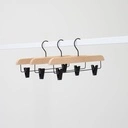 Beukenhout kledinghanger met knijpers, 36 cm breedte, zwarte haak - doos van 50 stuks 