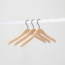 Beukenhout kledinghanger voor shirt/bloes dames, 41 cm breedte, zwarte haak - doos van 50 stuks