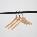 Beukenhout kledinghanger voor shirt/bloes dames, 41 cm breedte, zwarte haak - doos van 50 stuks