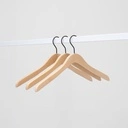 Beukenhout kledinghanger voor dames en herenkledij, 44 cm breedte, zwarte haak - doos van 50 stuks