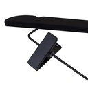 Zwarte soft touch kleerhanger met clips voor broeken/rokken, 34 cm breedte, zwarte haak - doos van 100 stuks.