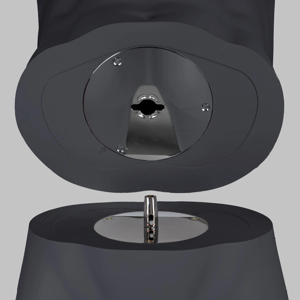 Kettlebell fitness dames mannequin, grafiet grijs, gestilleerd hoofd, staande pose 12