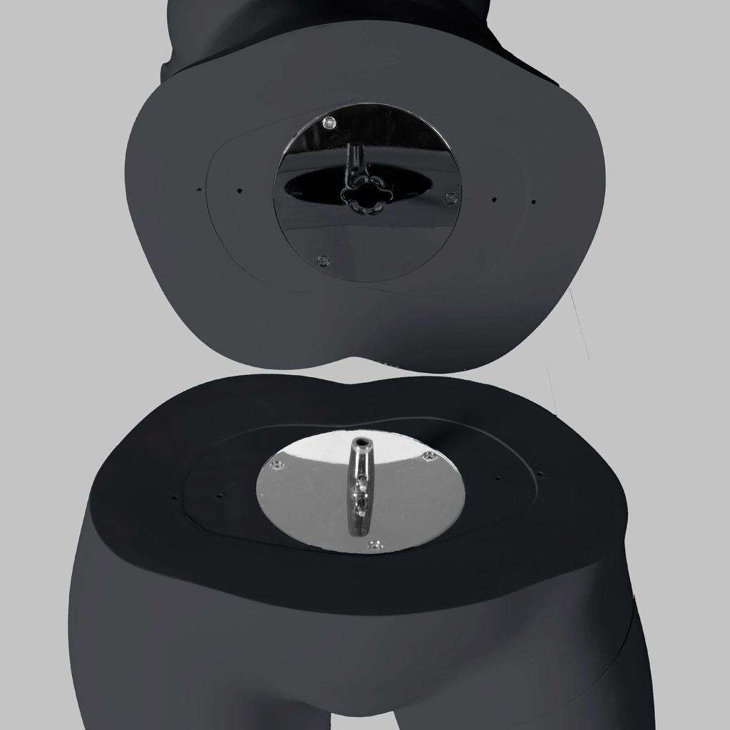 Volslanke sport dames mannequin, grafiet grijs, gestilleerd hoofd, staande pose 33 