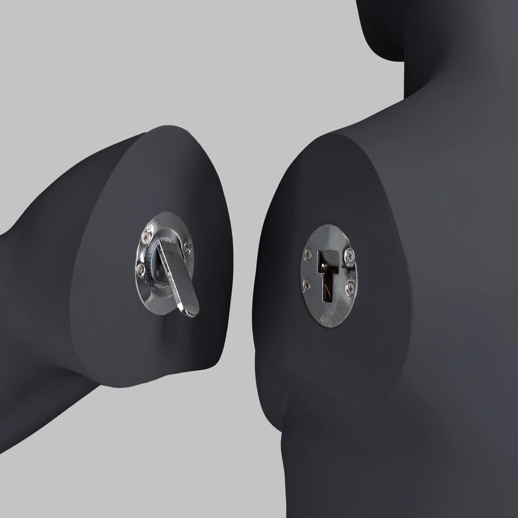 Kettlebell fitness heren mannequin, grafiet grijs, gestilleerd hoofd, staande pose 315