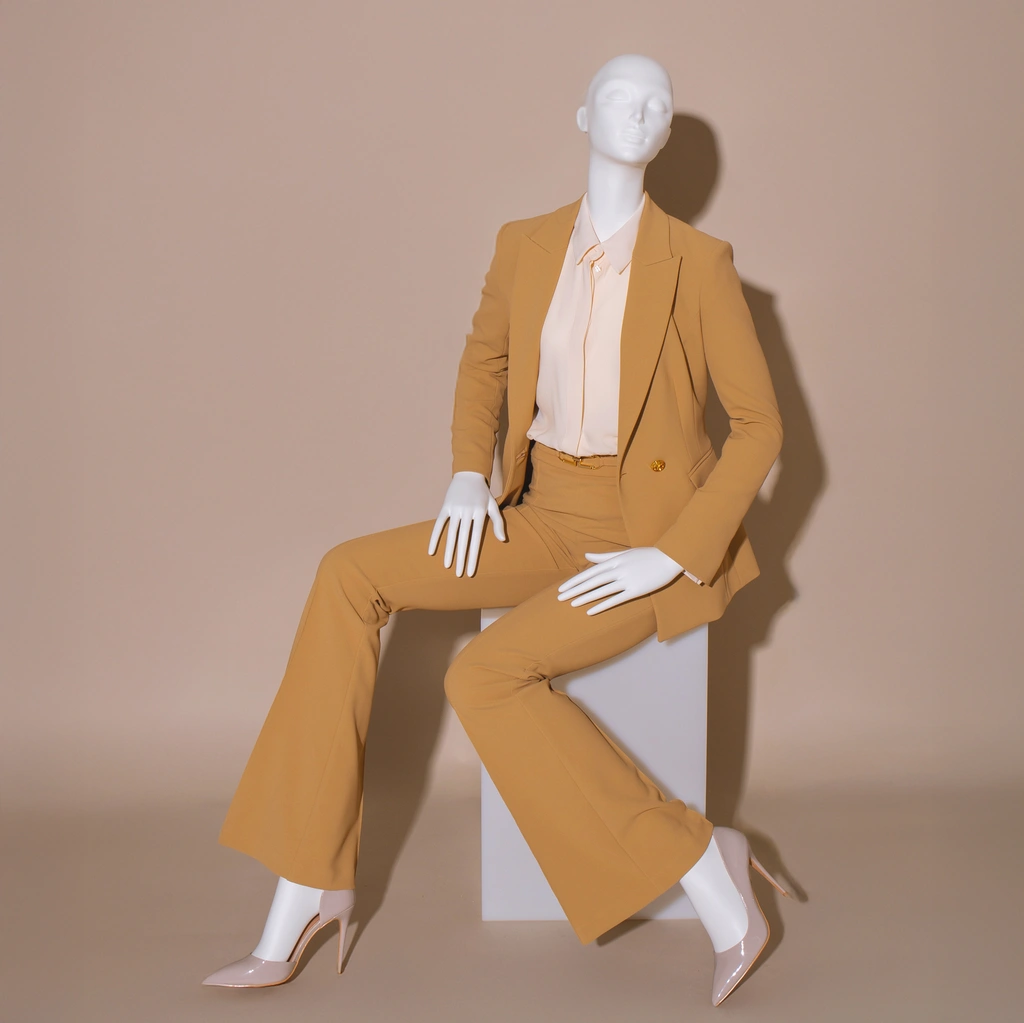High fashion dames mannequin, wit mat, zittende pose 09