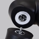 Zwarte dames mannequin, met abstract hoofd, glazen ronde voetplaat, pose 8