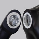 Zwarte dames mannequin, met abstract hoofd, glazen ronde voetplaat, pose 8