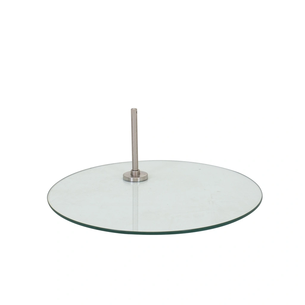 Zwarte heren mannequin, met abstract hoofd, glazen ronde voetplaat, pose 22