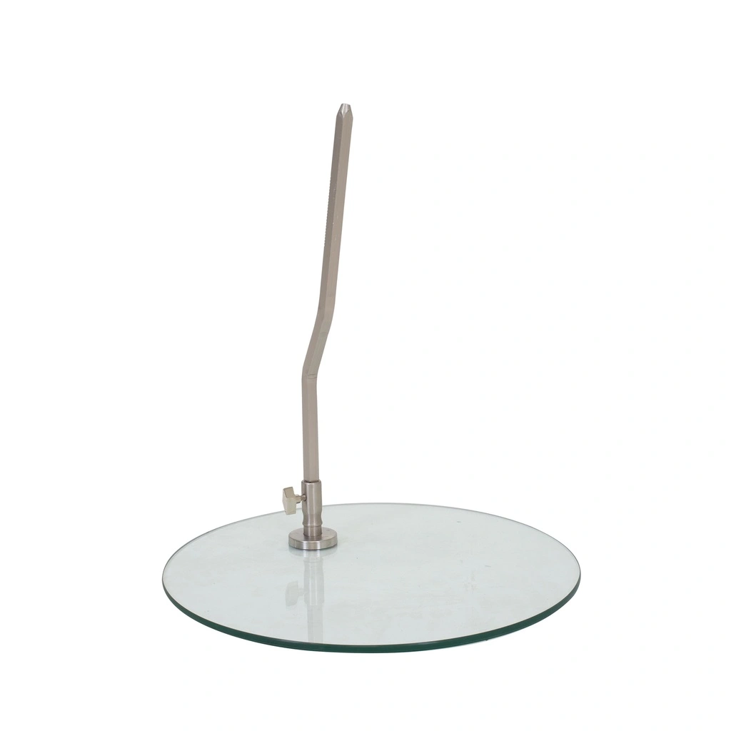 Zwarte heren mannequin, met abstract hoofd, glazen ronde voetplaat, pose 30