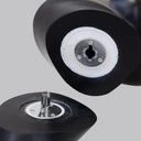 Zwarte heren mannequin, met abstract hoofd, glazen ronde voetplaat, pose 30