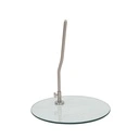 Zwarte heren mannequin, met abstract hoofd, glazen ronde voetplaat, pose 31