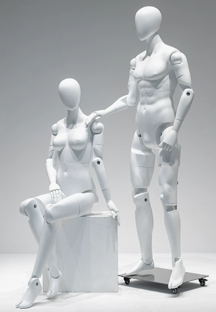 BINK - Museum mannequin, male, abstract head, adjustable, white color, pose YM03