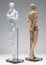 Beweegbare damesmannequin in huidskleur voor museumkledij, abstract hoofd, verstelbaar, pose YF13