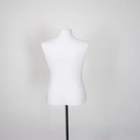 Volslanke damesbuste couture tot onder taille, maat 40-42, overtrokken met witte stof, afneembaar hoofd