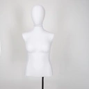 Volslanke damesbuste couture tot onder taille, maat 40-42, overtrokken met witte stof, afneembaar hoofd