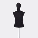 Herenbuste couture tot onder taille, maat M, overtrokken met zwarte stof, afneembaar hoofd