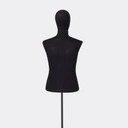Herenbuste couture tot onder taille, maat M, overtrokken met zwarte stof, afneembaar hoofd