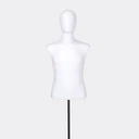 Herenbuste couture tot onder taille, maat M, overtrokken met witte stof, afneembaar hoofd