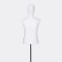Herenbuste couture tot onder taille, maat M, overtrokken met witte stof, afneembaar hoofd