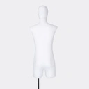 Herenbuste couture met benen, maat M, overtrokken met witte stof, afneembaar hoofd