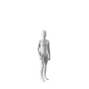 Witte abstracte kinderetalagepop, met abstract hoofd, 8 jaar, wit, pose CM317