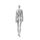 Witte dames etalagepop, abstract hoofd met neus en mond, glazen ronde voetplaat, pose 003